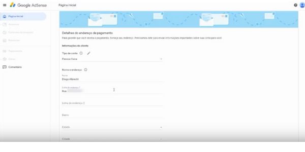 cadastre sua conta google adsense